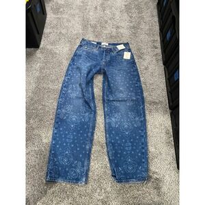 Universal Thread 90s Low Baggy Jeans Paisley Blue 2 NEW